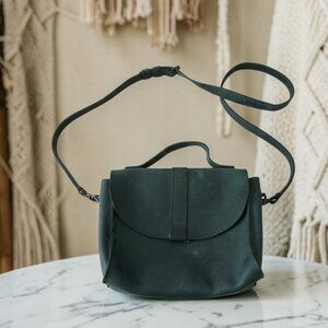 BlueBerry CraftStudio Green Leather Crossbody Satchel Handbag